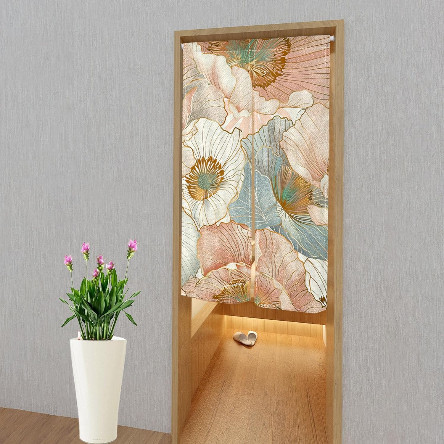Leowefowa Boho Flower Doorway Curtain for Privacy