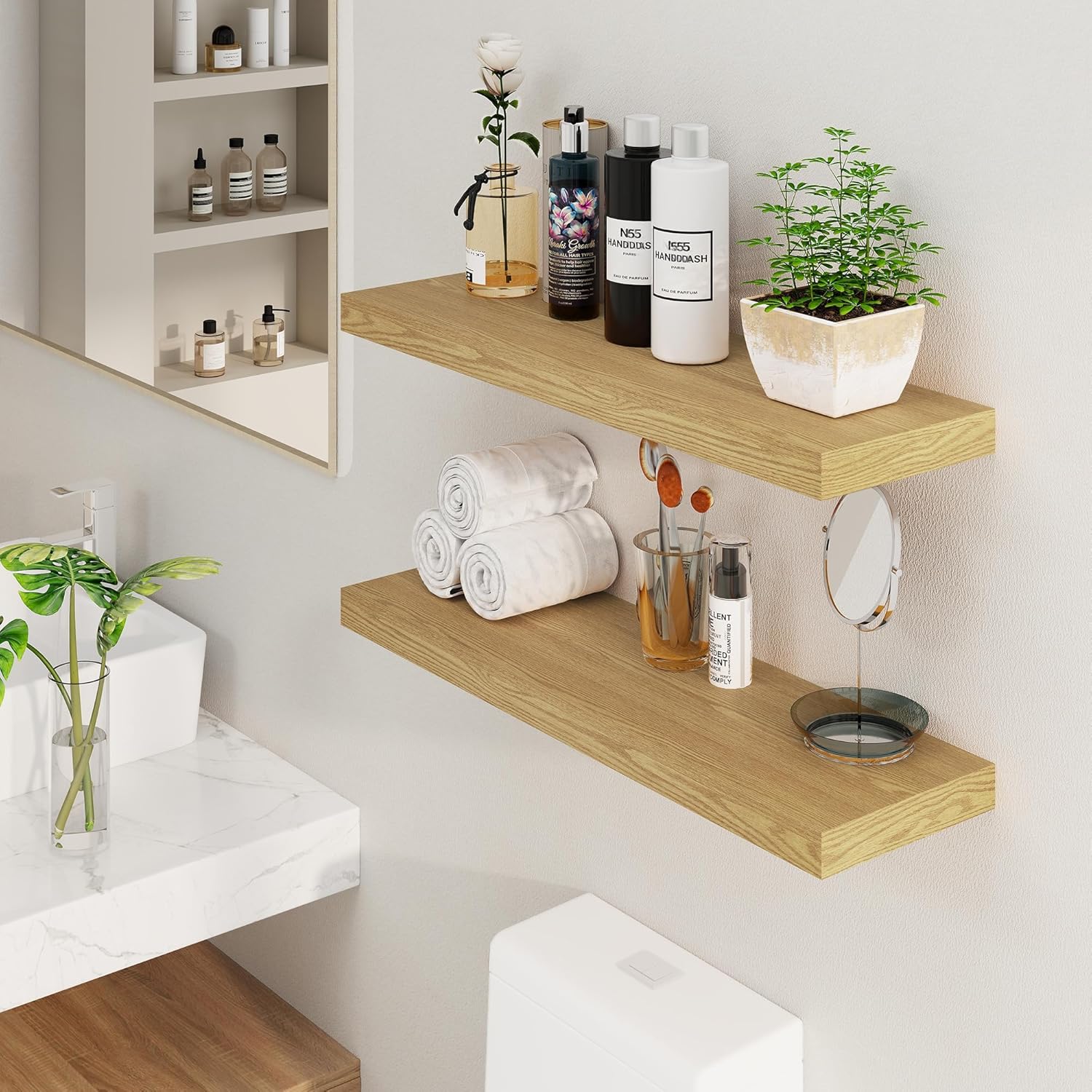 Fun Memories 36 Inch Floating Shelf Set of 2 Oak