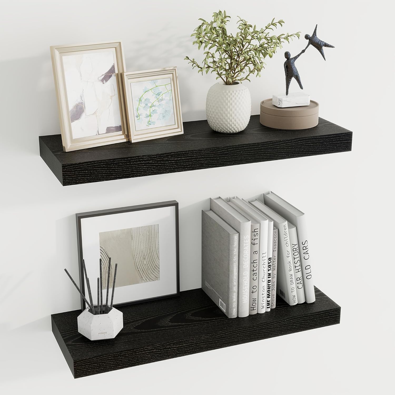 Dreamland 24 Inch Floating Shelves Set of 2 Black