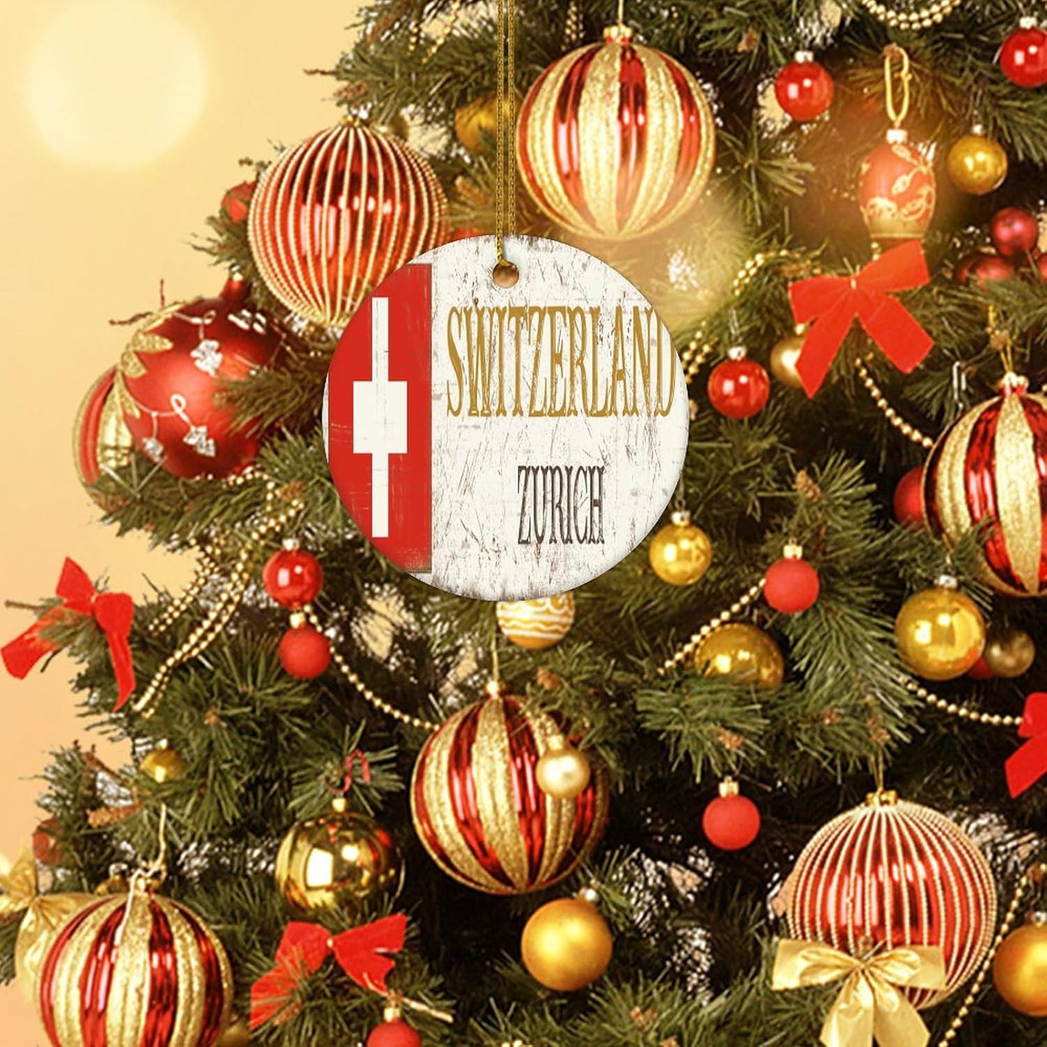 Switzerland Zurich Ceramic Christmas Ornament 3 Inch