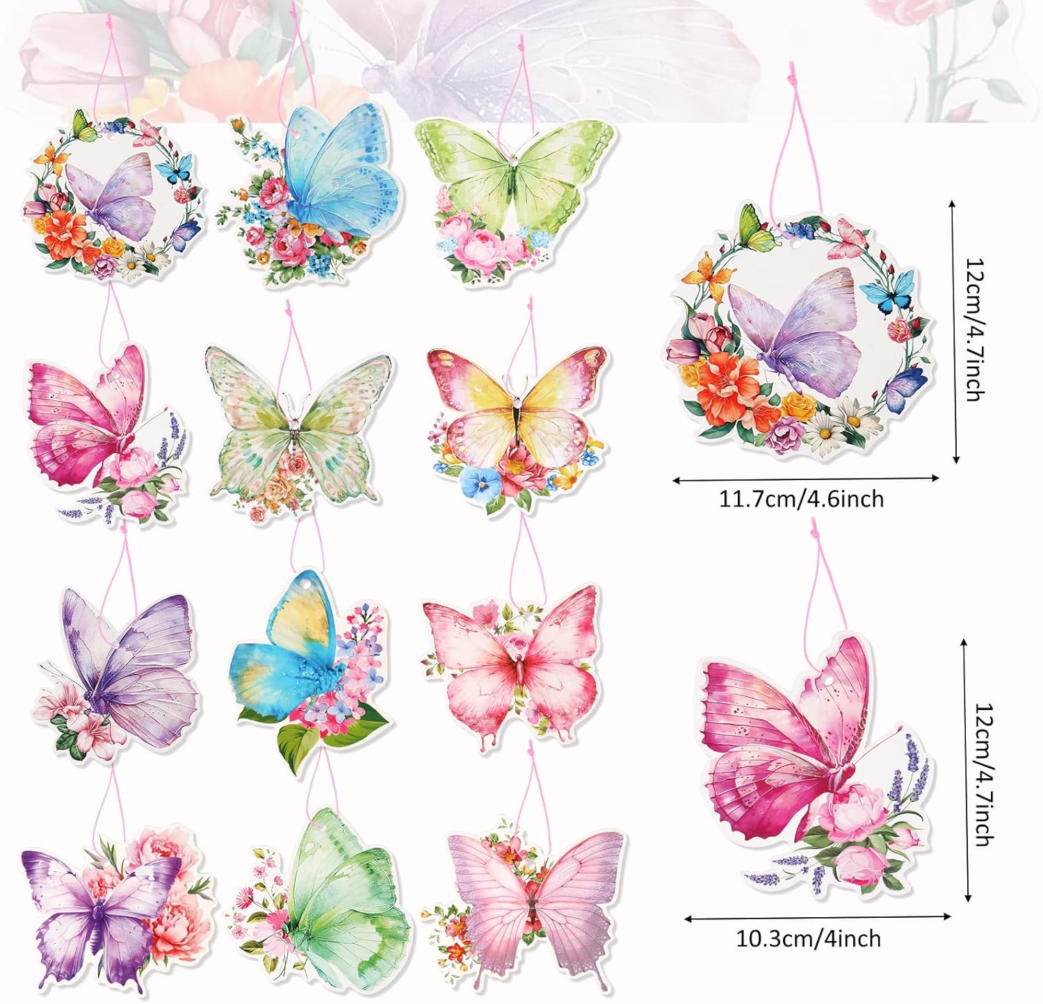 12pcs Spring Butterfly Tree Decor Pendant Set