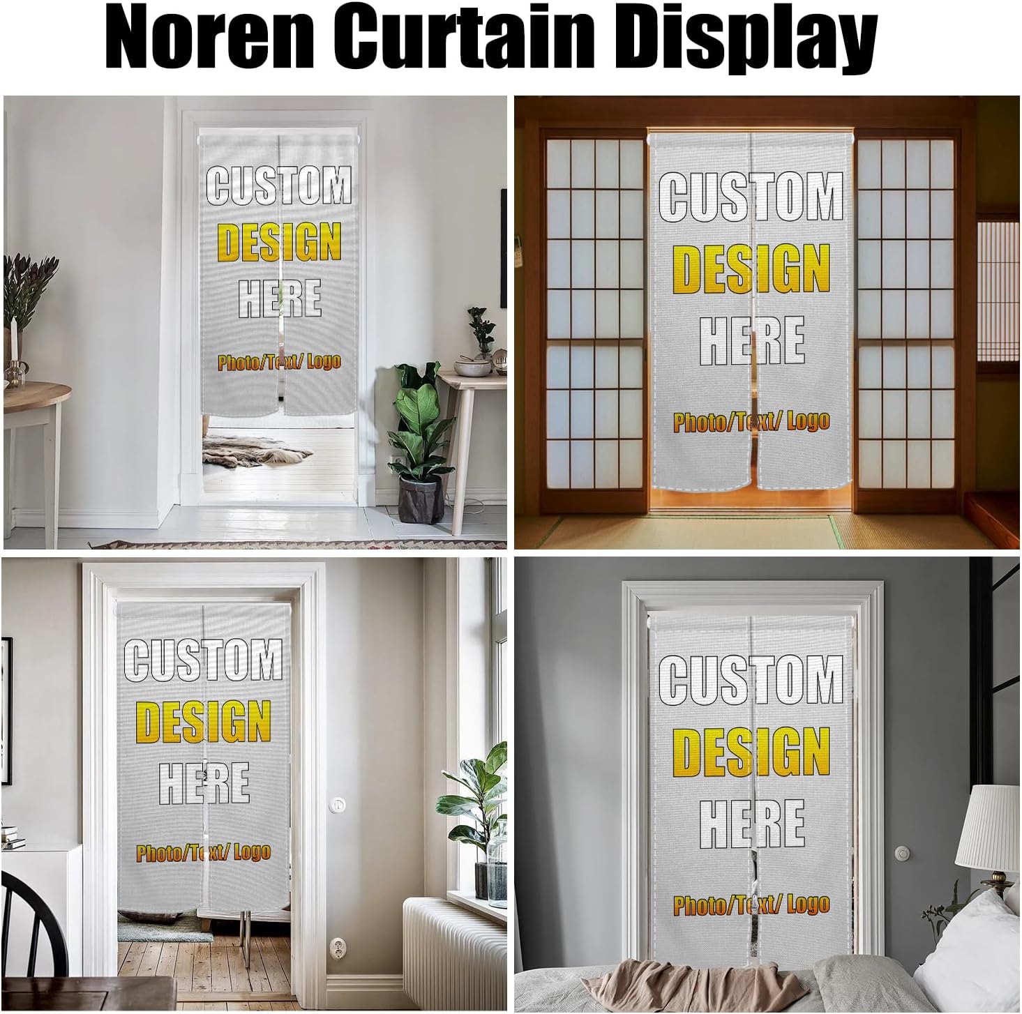 Customizable Noren Curtain with Photo Text Logo 34x60 Inches