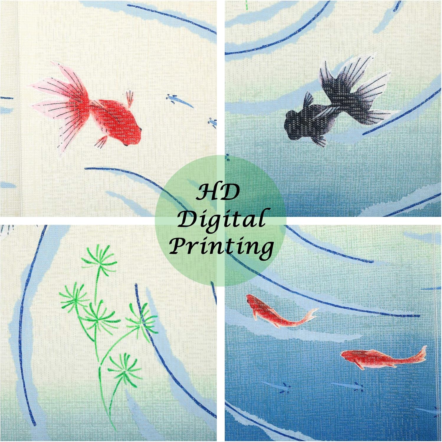 Japanese Noren Door Curtain with Golden Fish Design