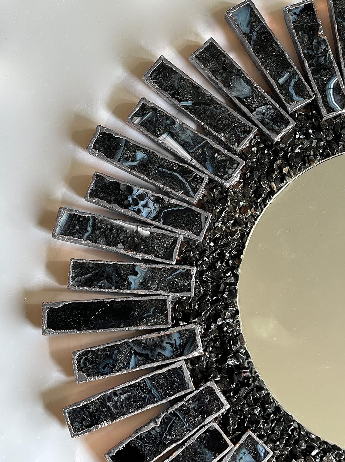 Starburst Handmade 20 Inch Rose Gold Plated Agate Mirror