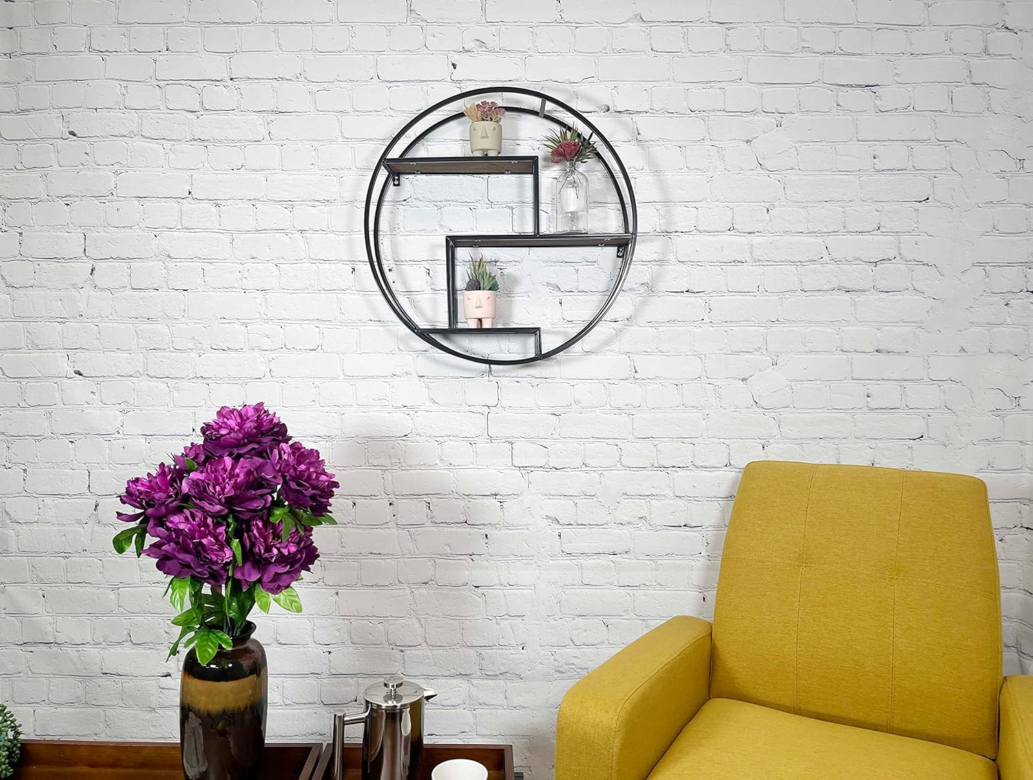 Admired By Nature 3 Tier Floating Wall Shelf Black
