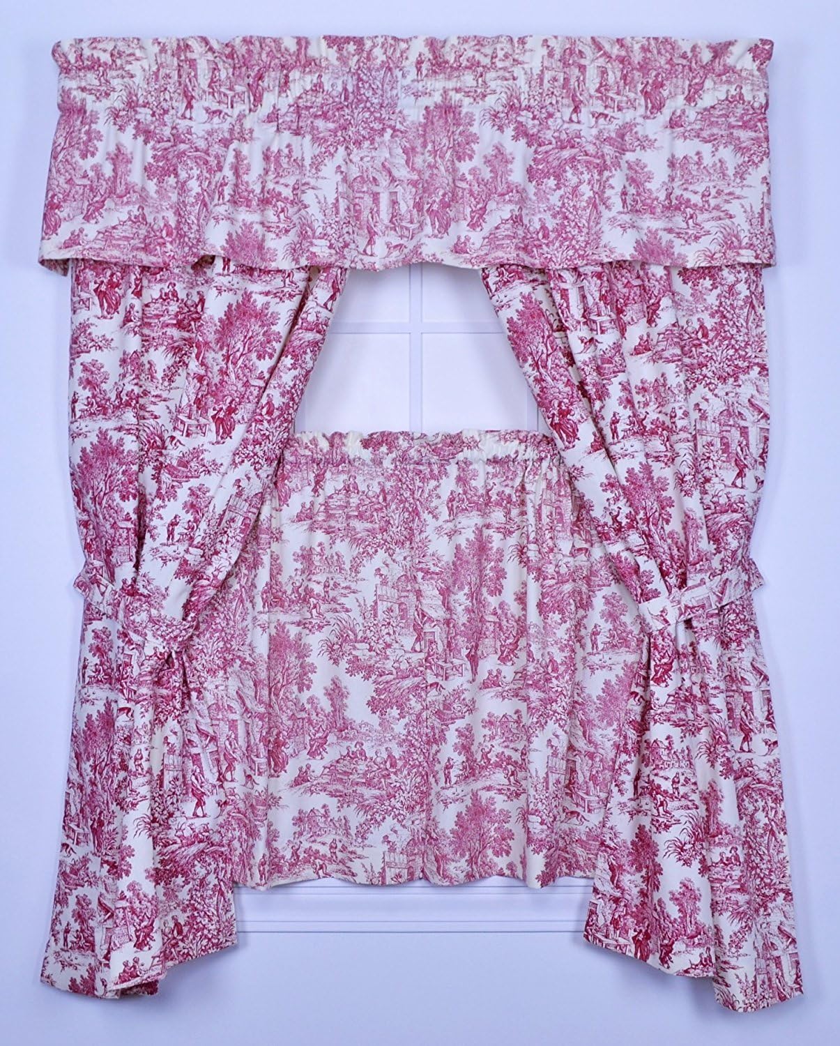 Ellis Curtain Victoria Park Toile Panels Red