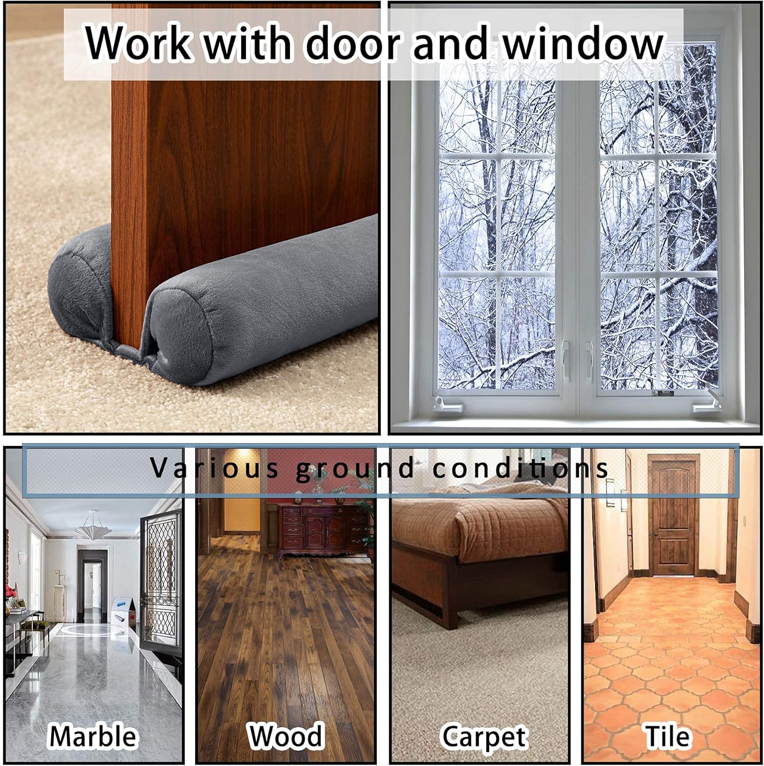 Tumi Mallody Door Draft Stopper Weather Stripping Noise Blocker Adjustable Velvet Seal