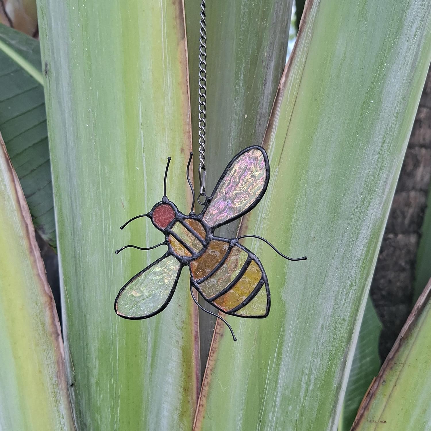 Stained Glass Bee Ornament Suncatcher Window Hanging Decor