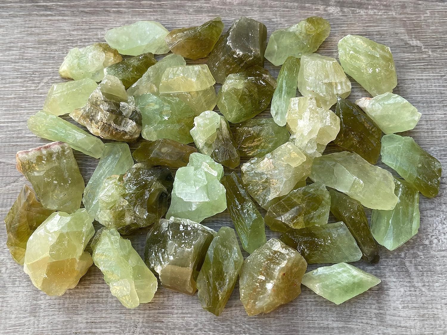 3 Pcs Green Calcite Rough Natural Stones for Lapidary and Meditation