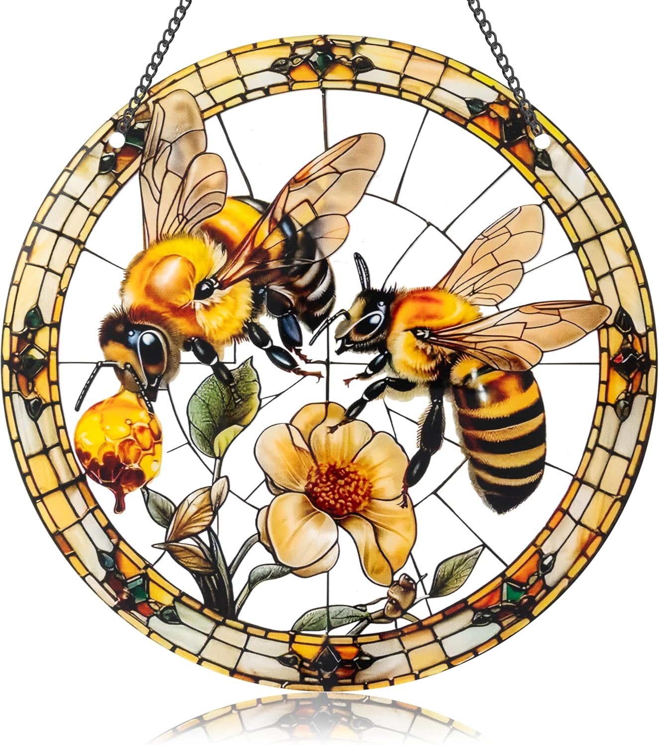 Bee Window Decor - Acrylic Sun Catcher with Hook and Chain