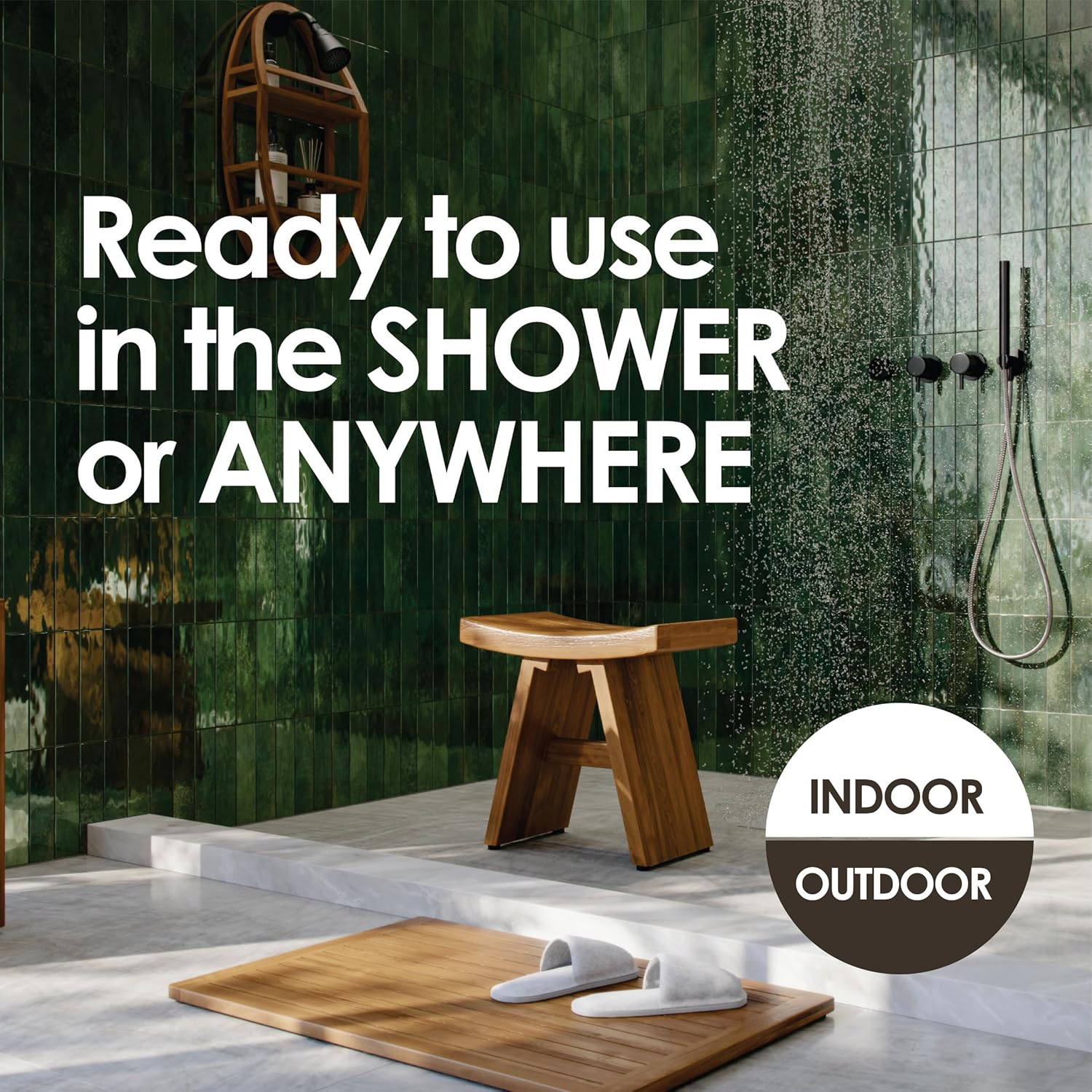 AquaTeak Original Moa Straight Teak Shower Shelf
