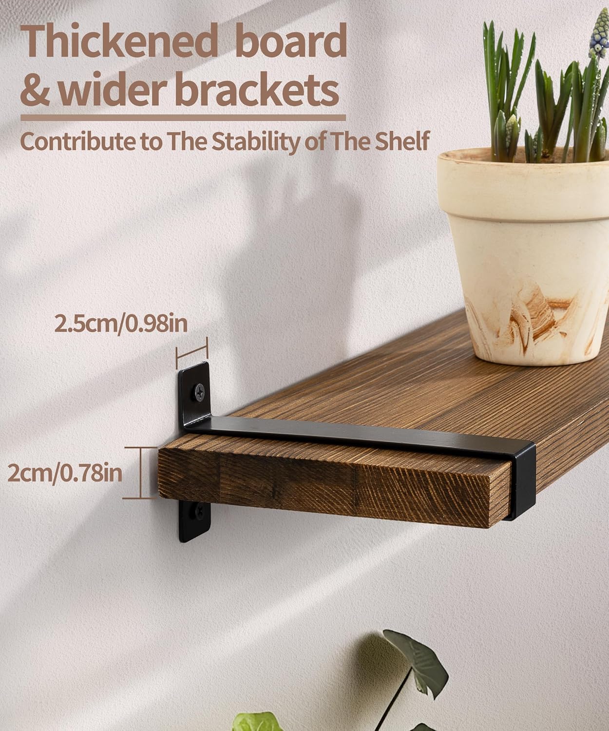Gronda 24 Inch Rustic Pine Floating Shelves Set of 2