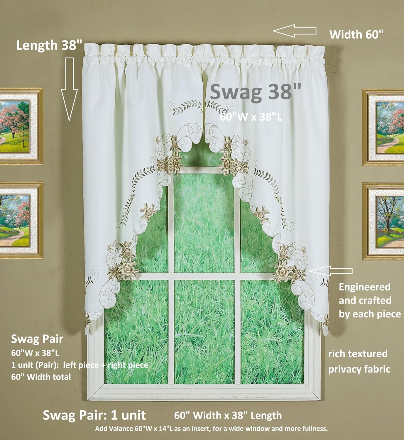 Todays Curtain Verona Reverse Embroidery Swag 38 Inch