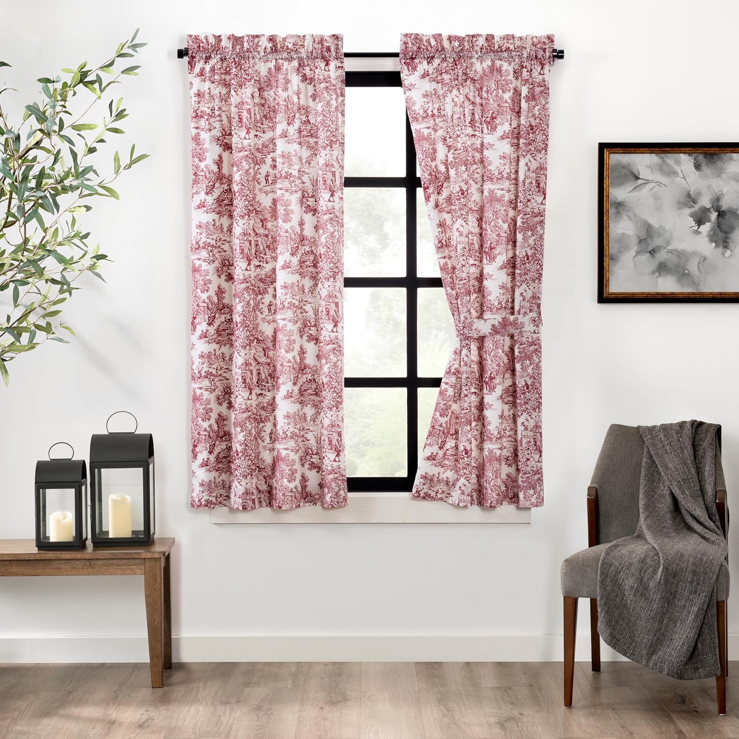 Ellis Curtain Victoria Park Toile Panels Red