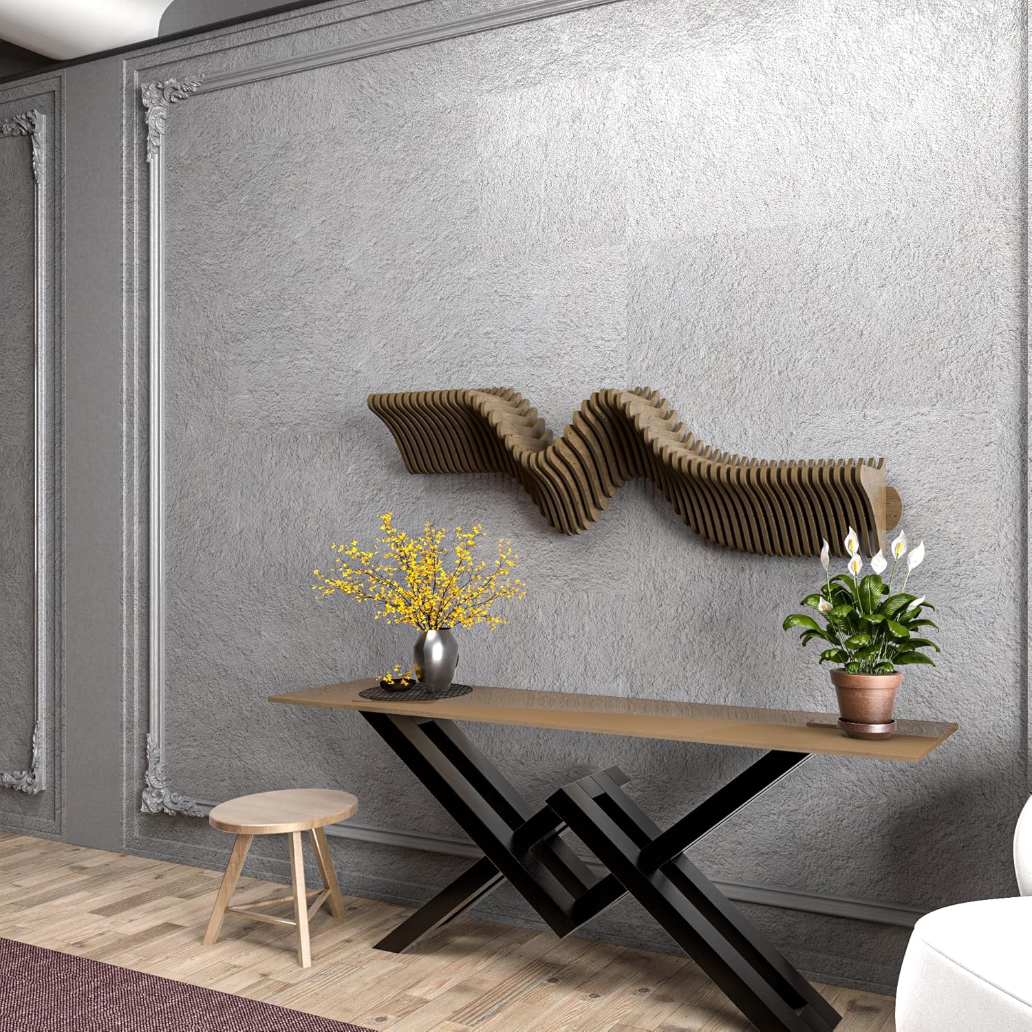 Batamex 40 Inch Wavy Floating Shelf TV Unit