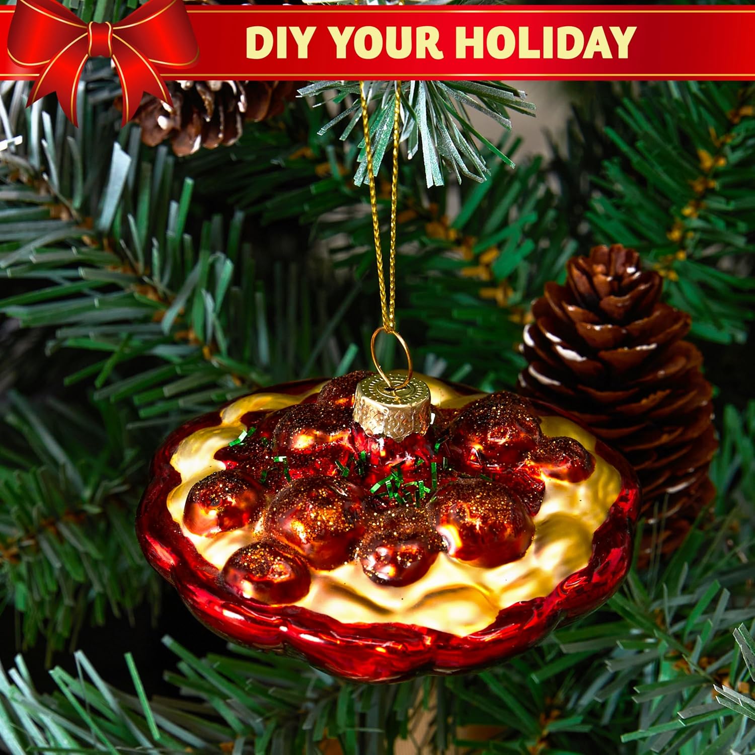 Joiedomi Christmas Meatball Spaghetti Glass Ornament