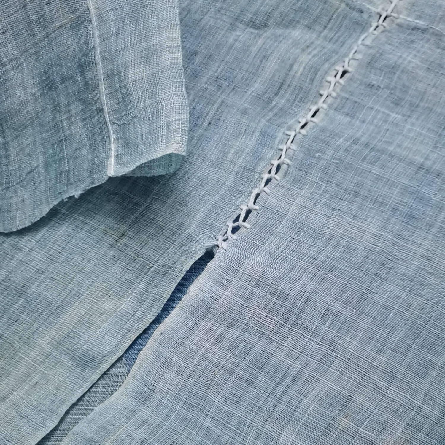 Handwoven Japanese Noren Curtain 3 Panels Blue Waves