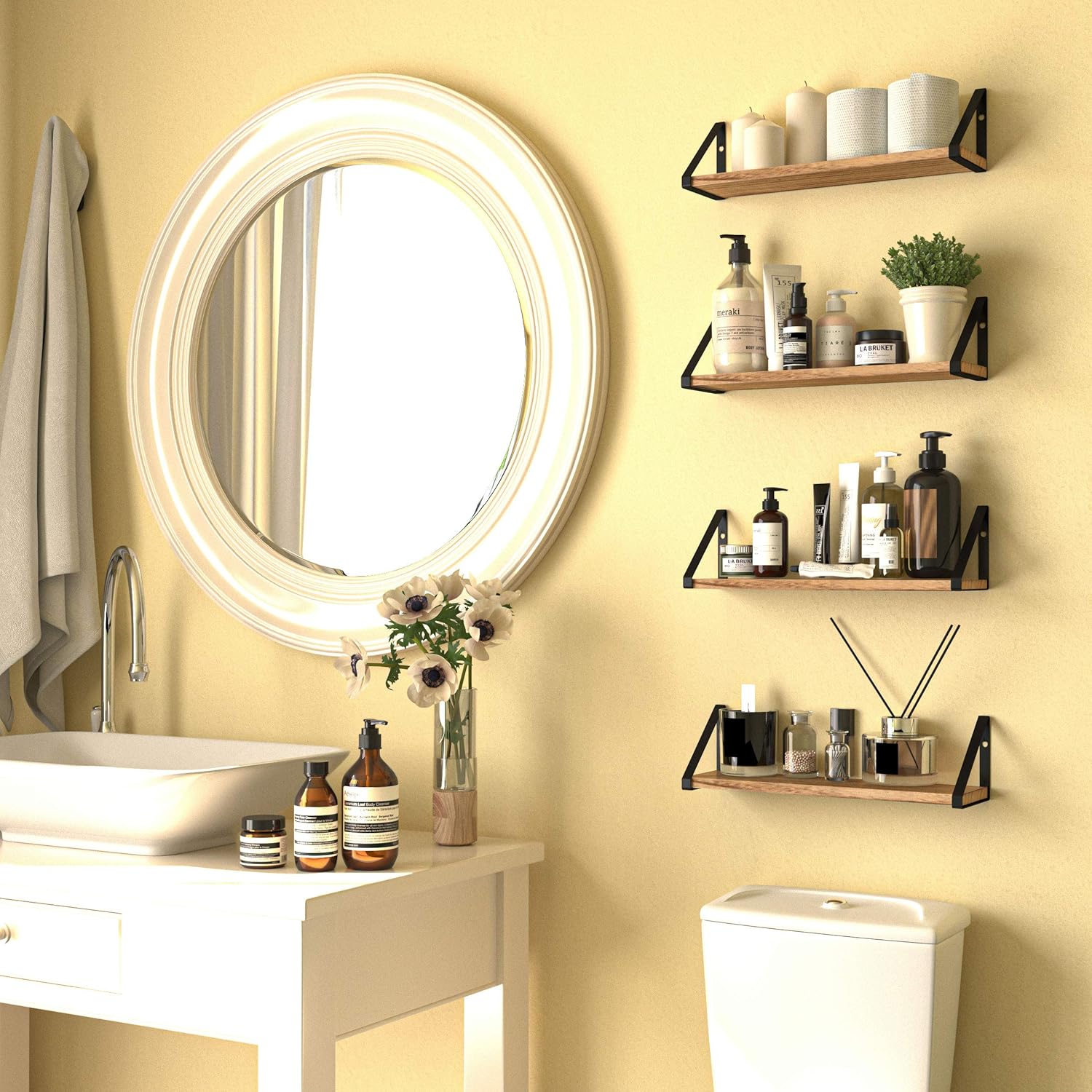 Wallniture Ponza Floating Shelves Wall Mounted Set of 4