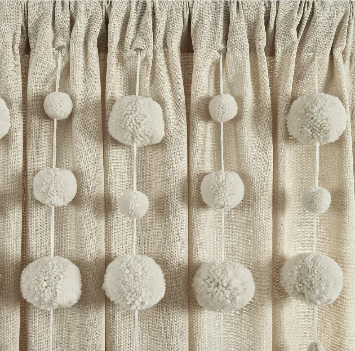 Lush Decor Boho Pom Tassel Curtain Panel 84x52in Dark Linen