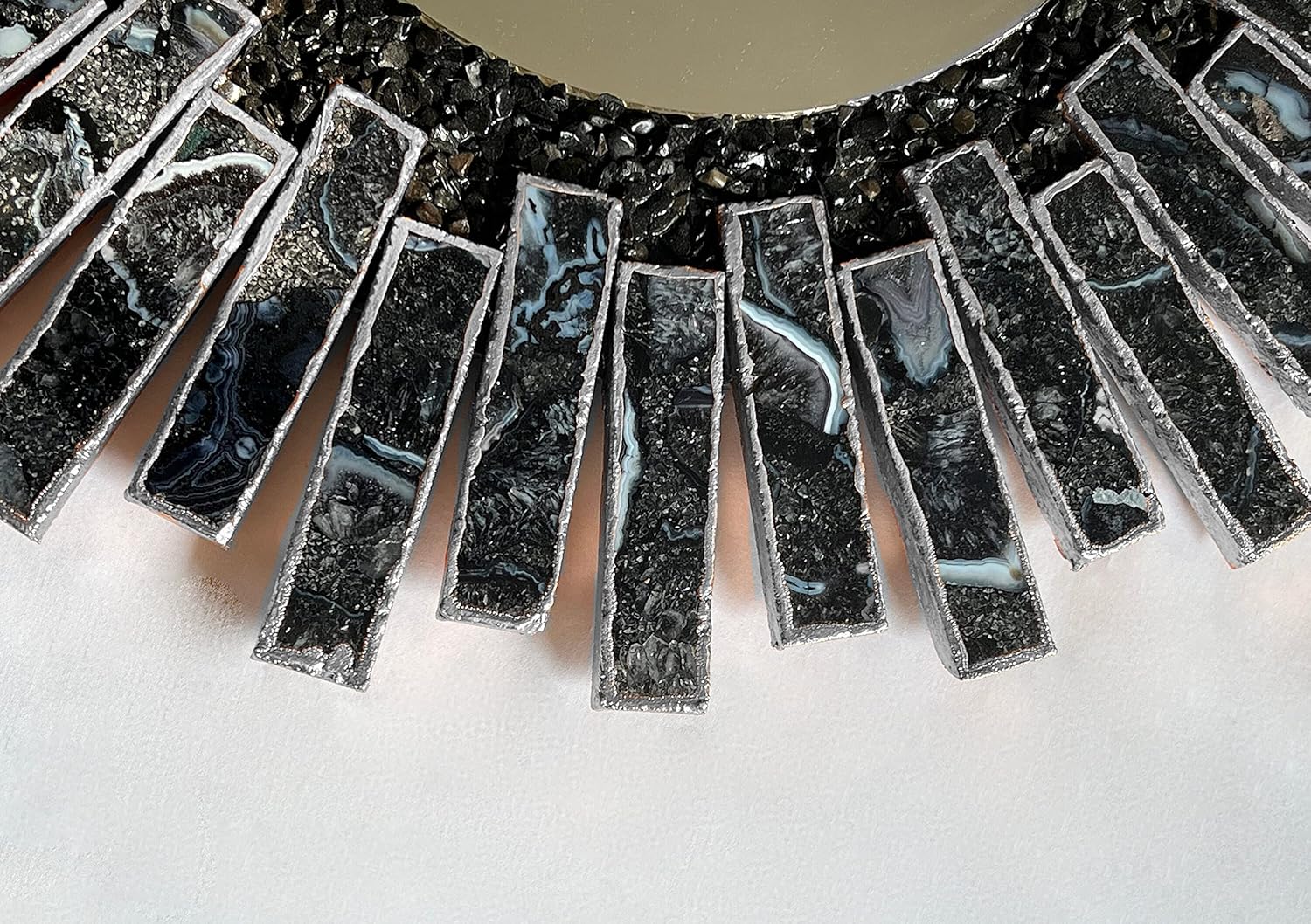 Starburst Handmade 20 Inch Rose Gold Plated Agate Mirror