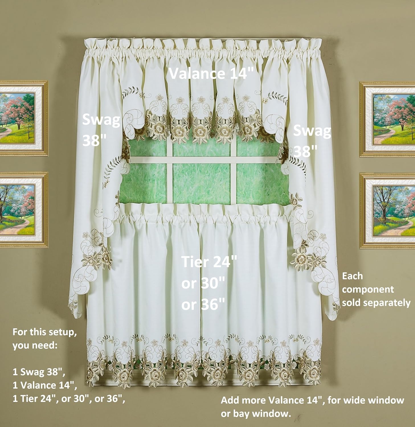 Todays Curtain Verona Reverse Embroidery Swag 38 Inch