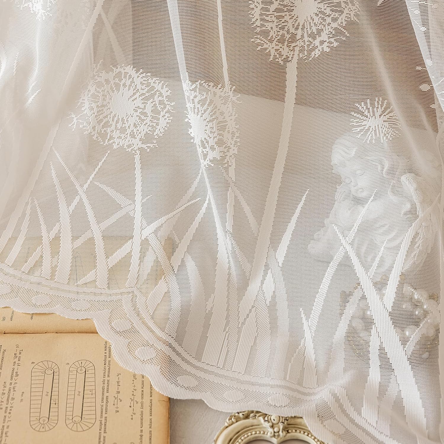 Kotile Ivory Lace Swag Valance Curtain 118x63 Inch