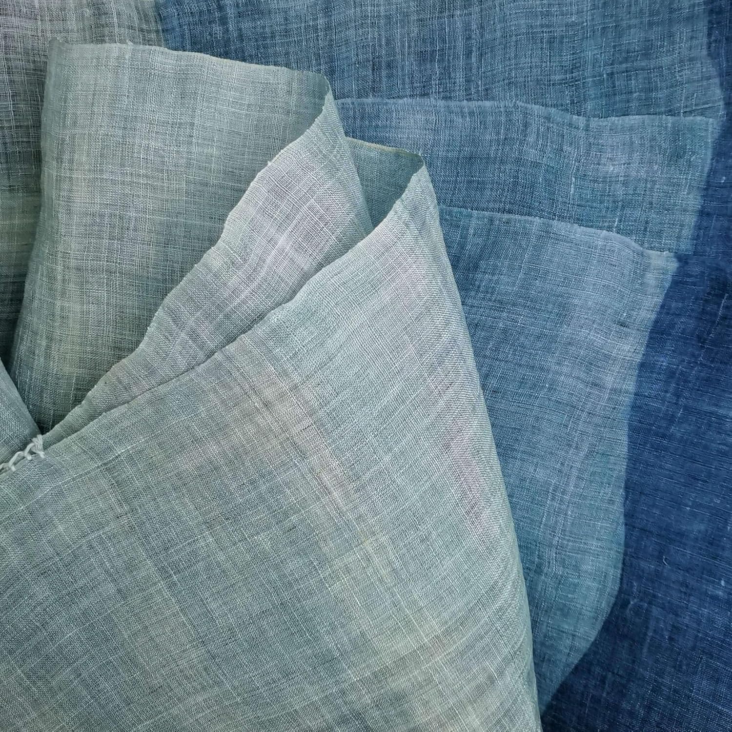 Handwoven Japanese Noren Curtain 3 Panels Blue Waves