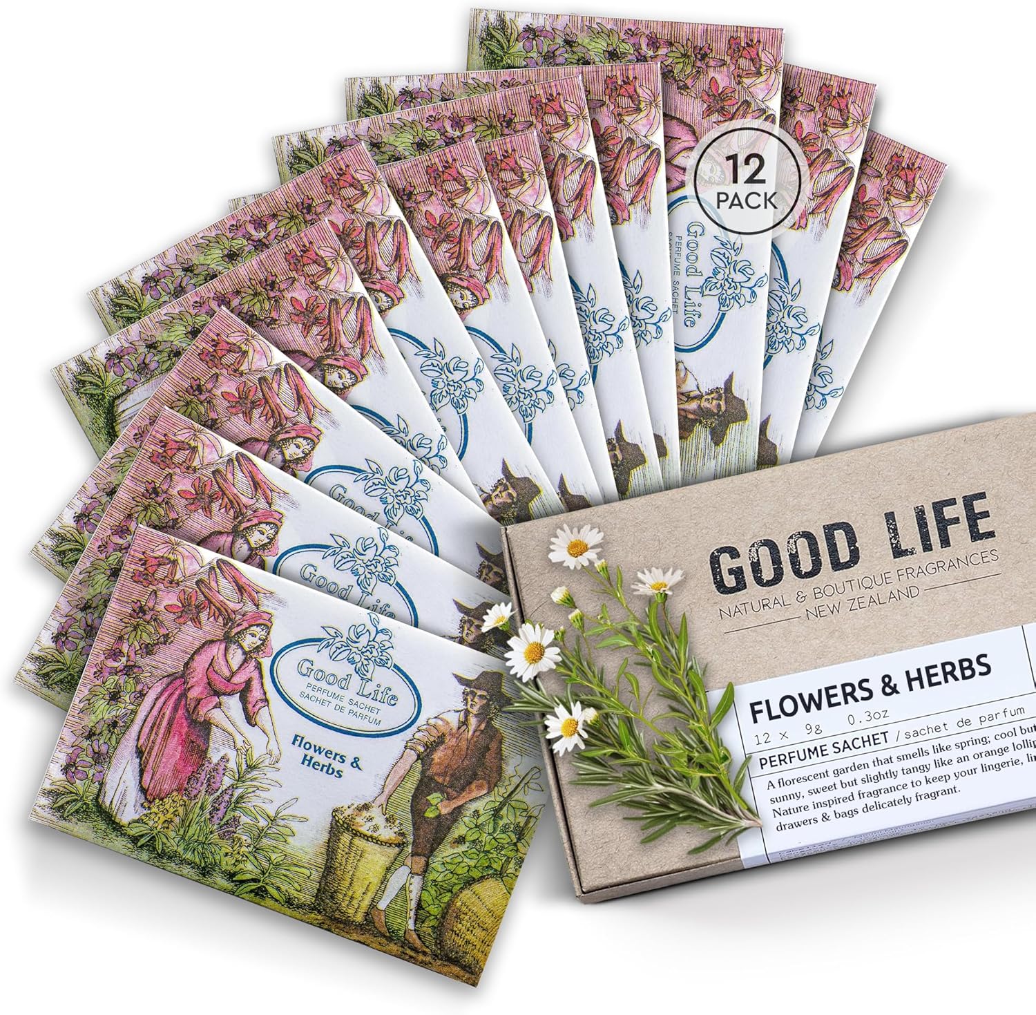 Good Life Flowers Herbs Scented Sachets 12 Pack