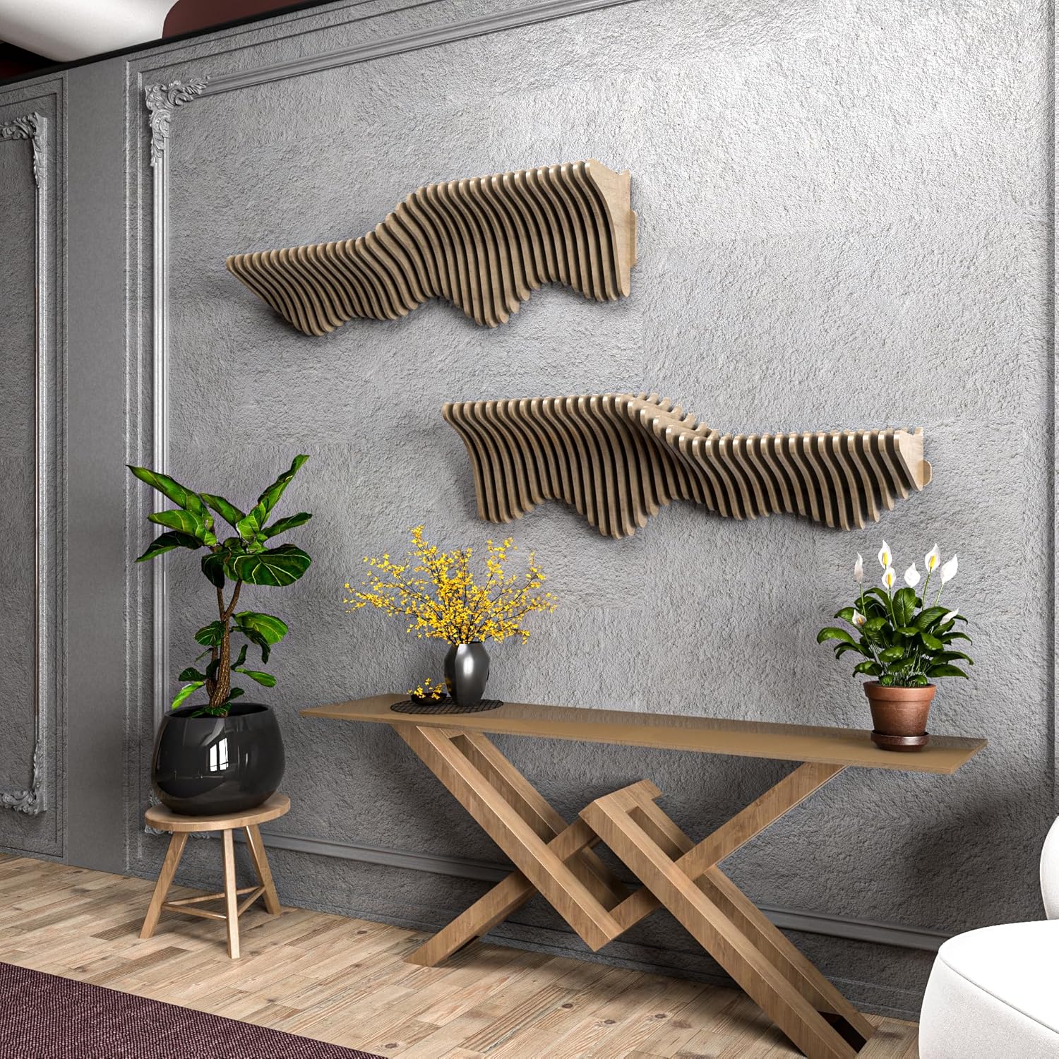 Batamex Parametric 36 Inch Floating Shelf TV Unit