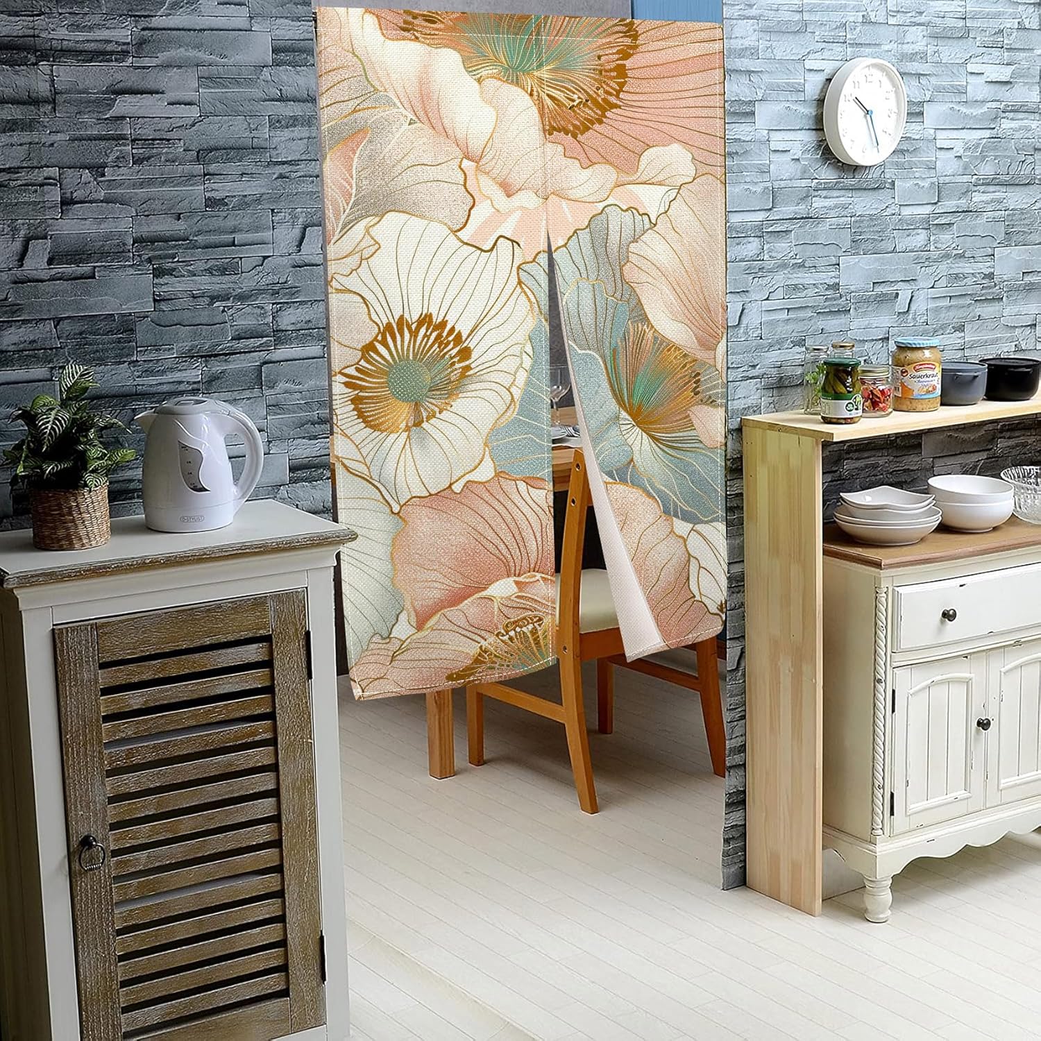 Leowefowa Boho Flower Doorway Curtain for Privacy
