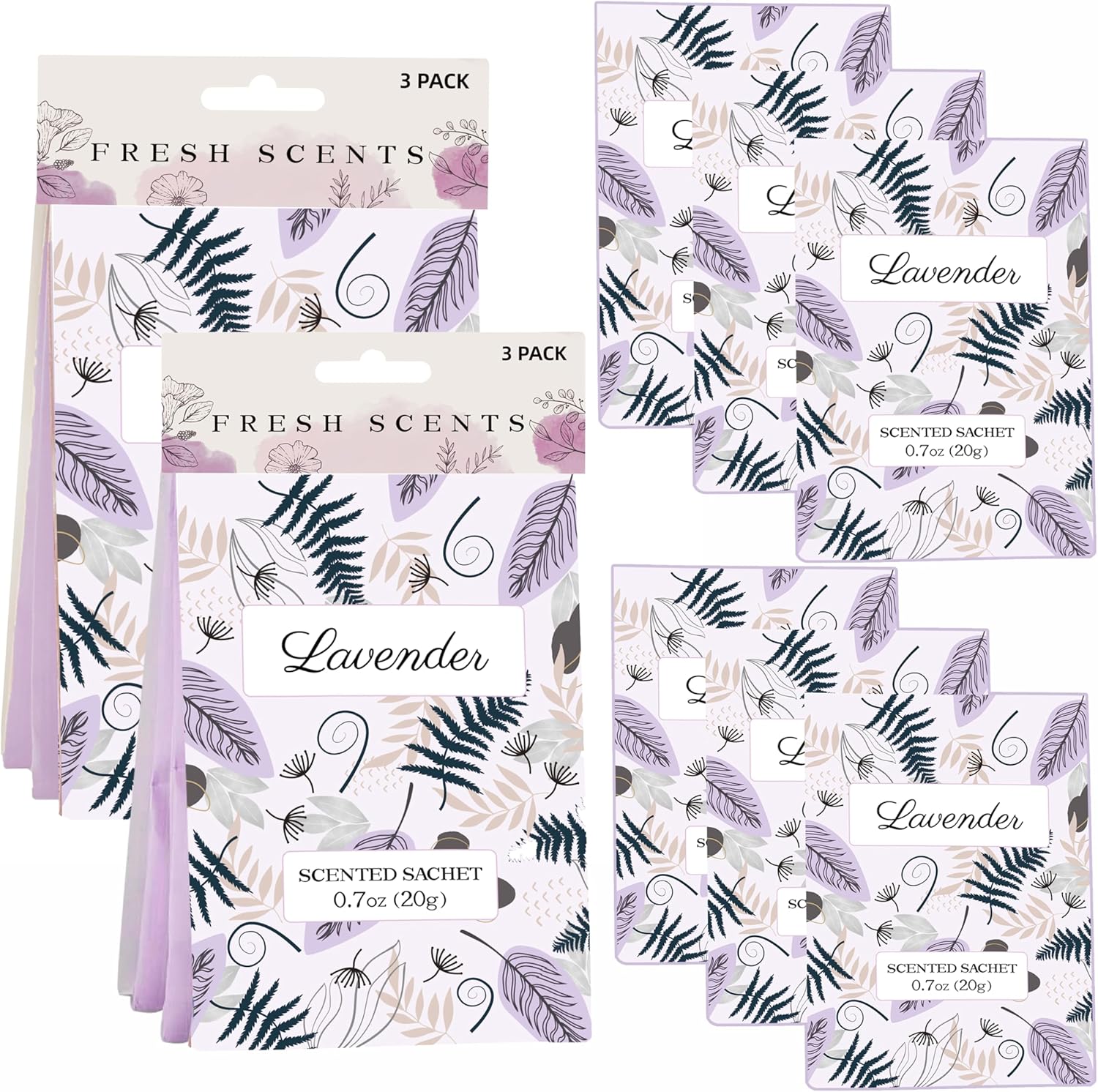 6 Pack Lavender Scented Sachets for Home and Car Fragrance