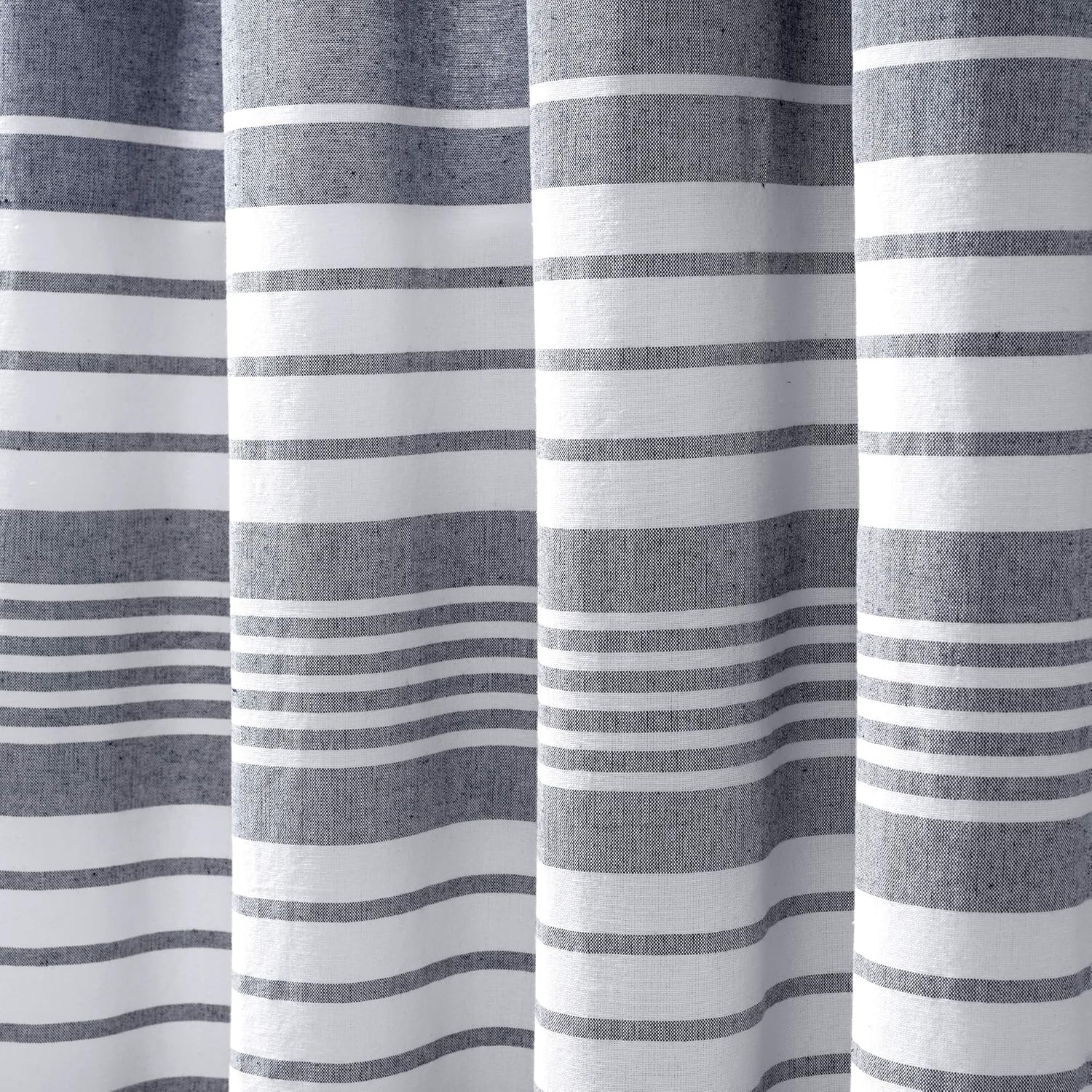 Nantucket Yarn Dyed Cotton Tassel Curtain Panels Set Navy 95x40