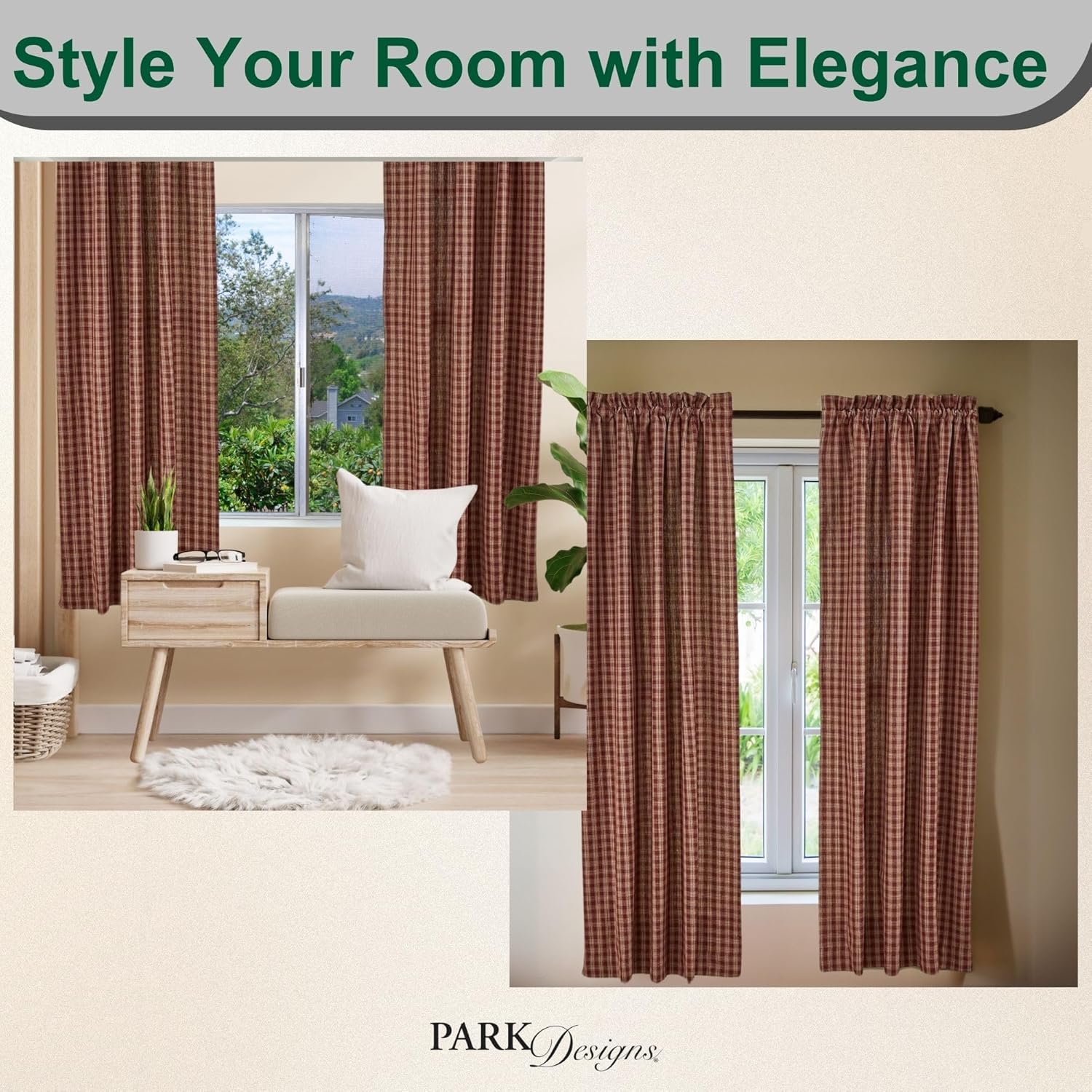 Park Designs Sturbridge Country Wine Panel Curtains 72x63