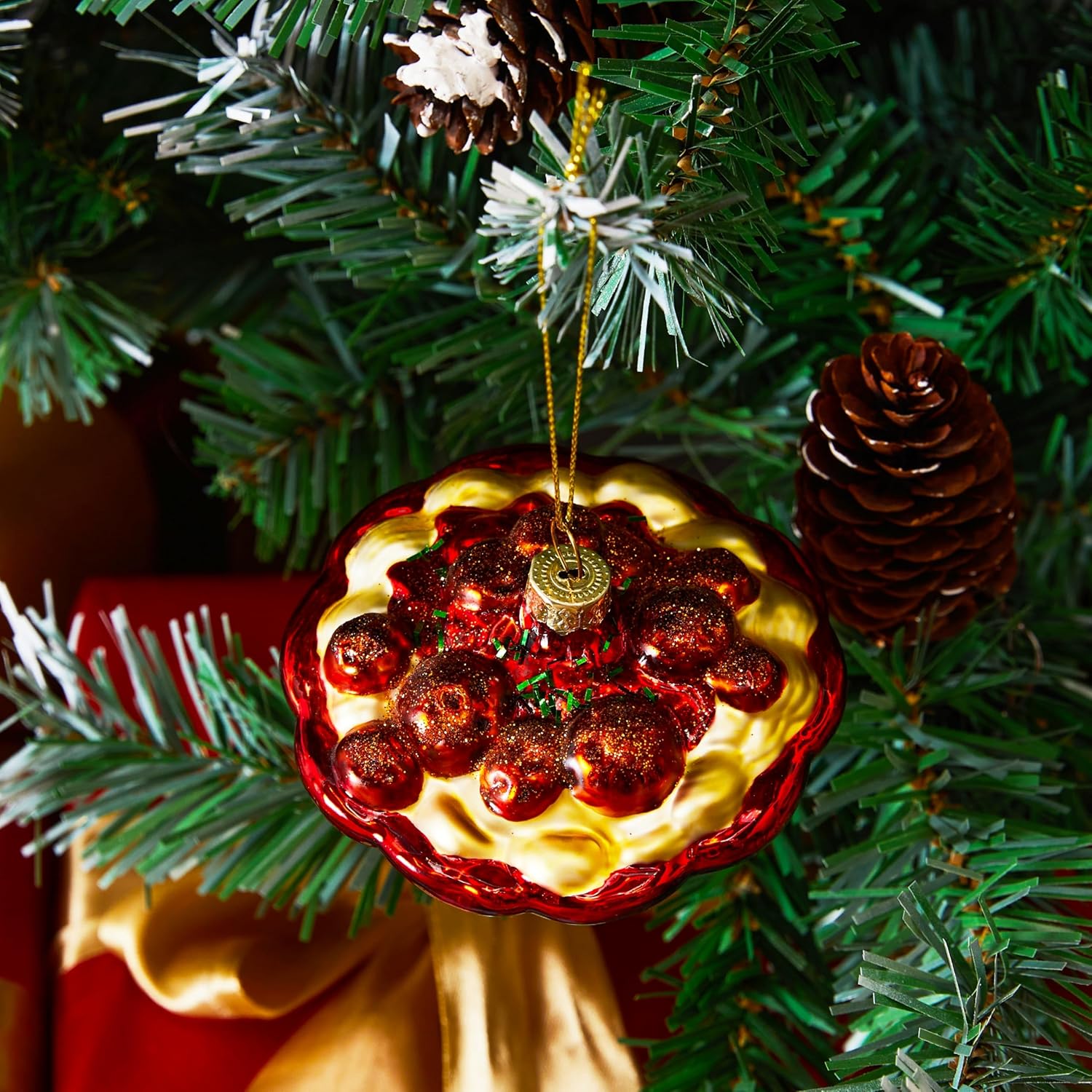 Joiedomi Christmas Meatball Spaghetti Glass Ornament