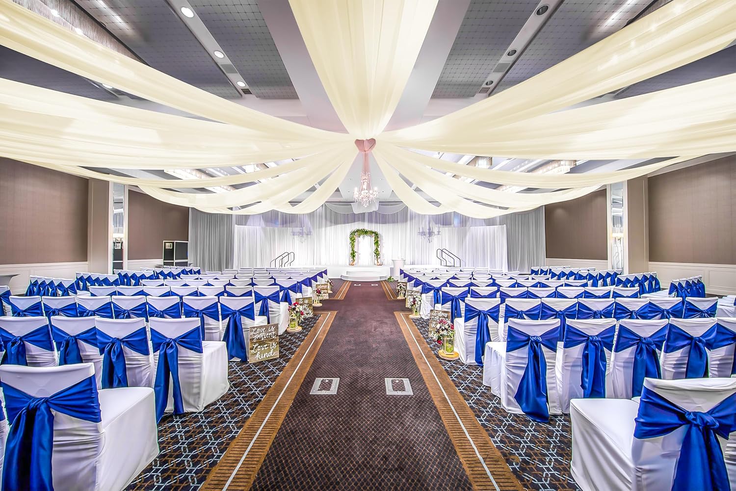 6 Panels Ivory Ceiling Drapes for Wedding