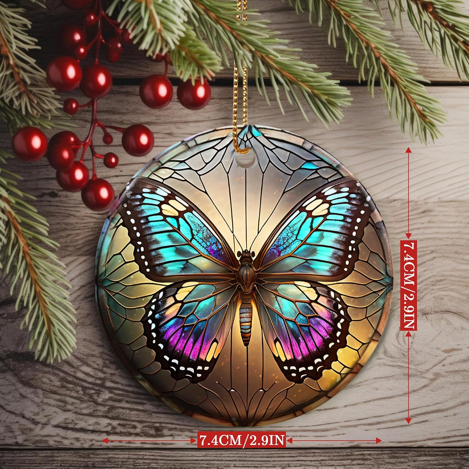 Colorful Ceramic Butterfly Christmas Ornament for Tree