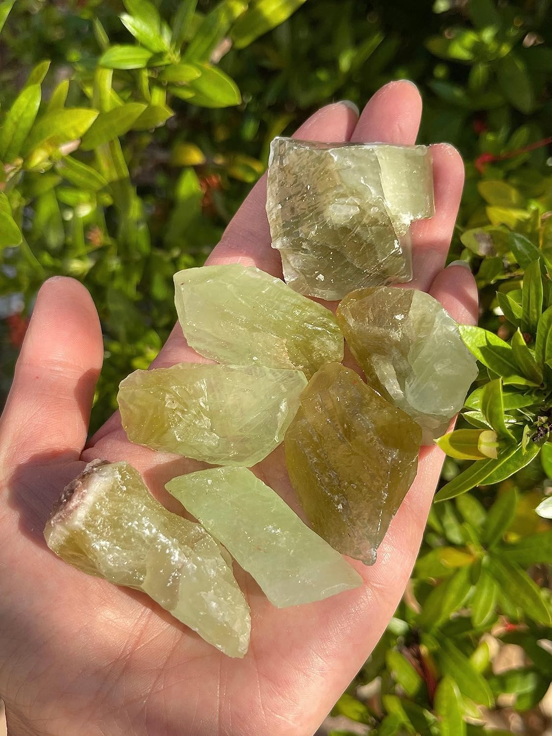 3 Pcs Green Calcite Rough Natural Stones for Lapidary and Meditation