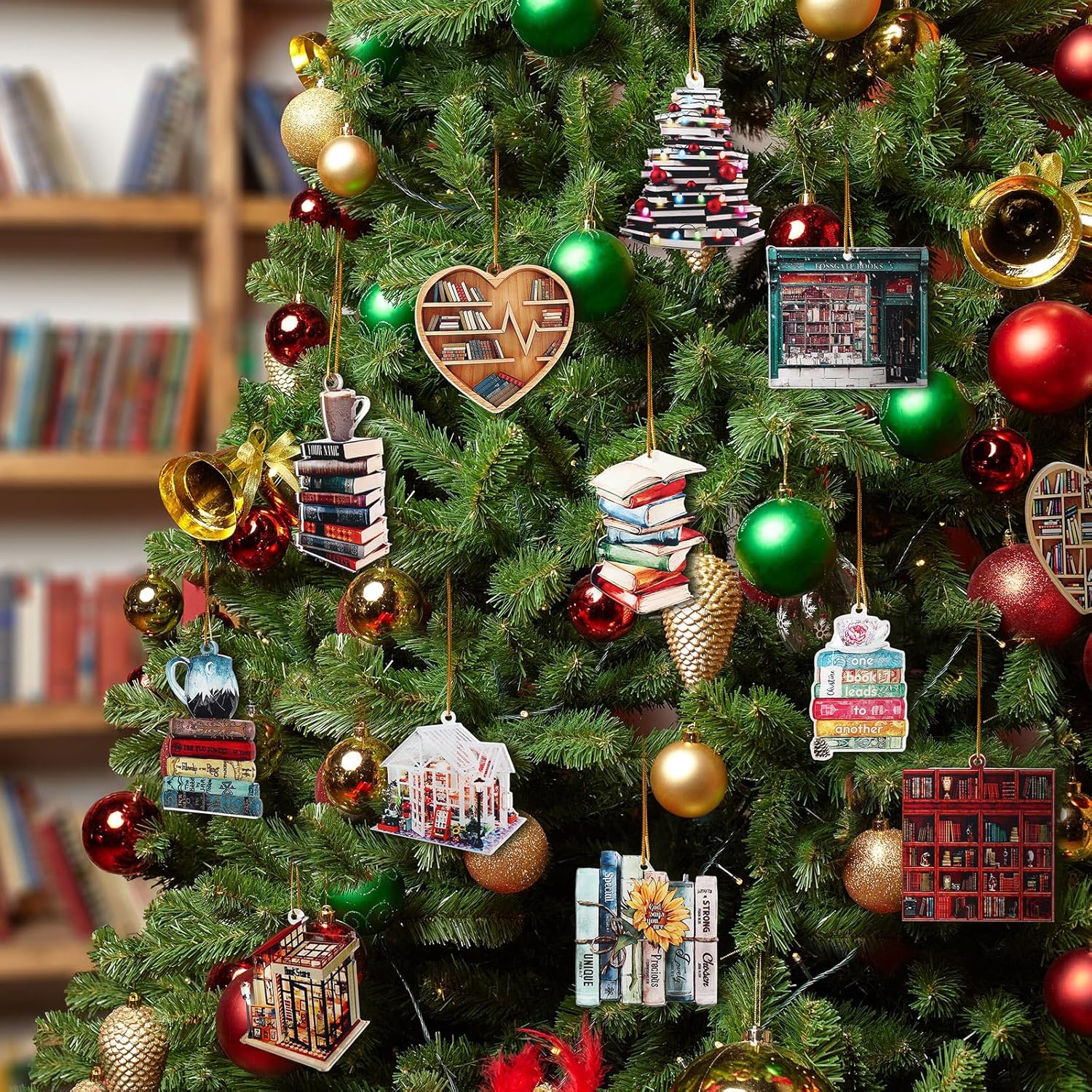 Wenqik 24 Pcs Book Themed Christmas Ornaments