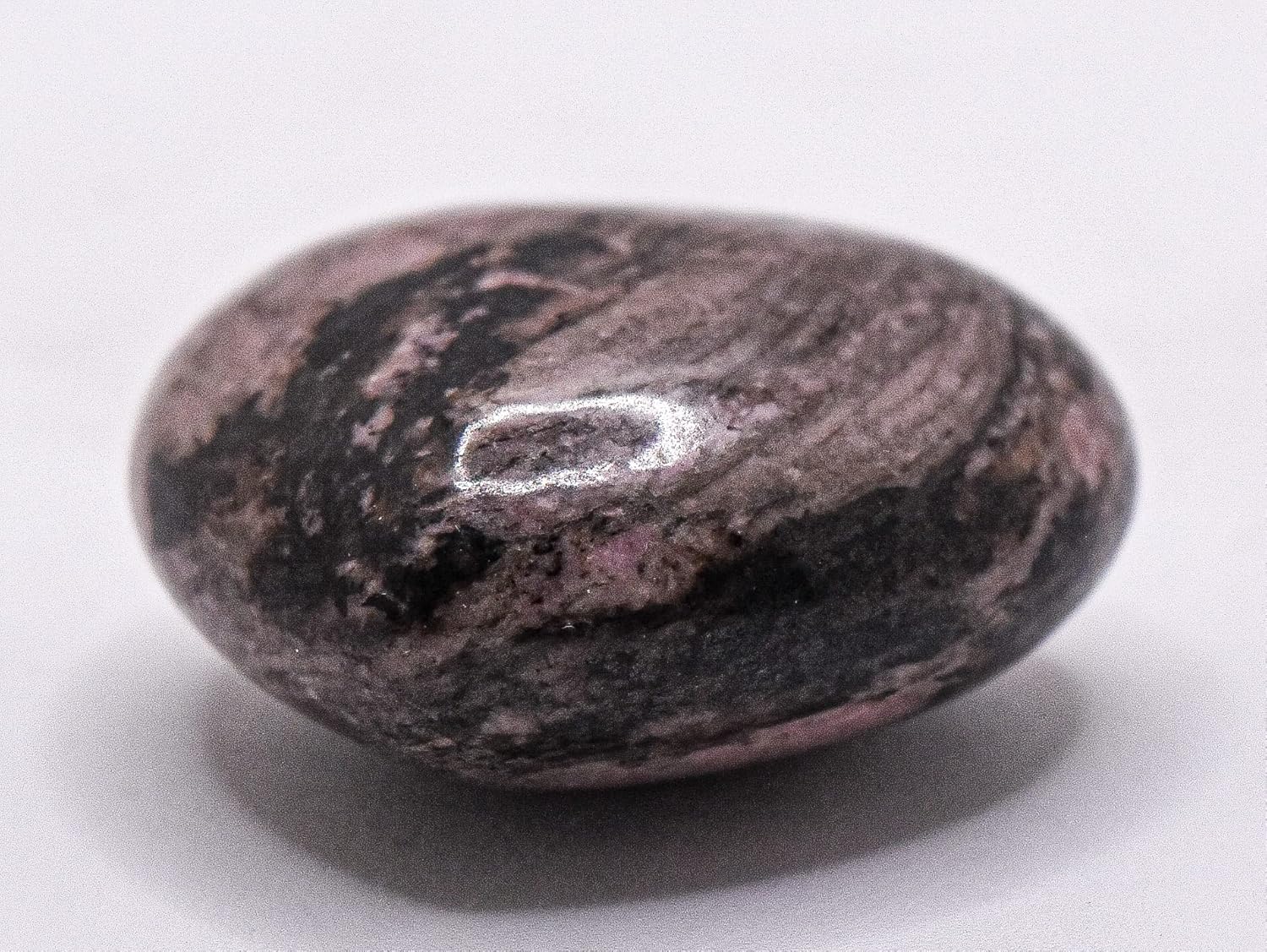 29mm Pink and Black Rhodonite Puffy Heart Crystal Mineral Specimen