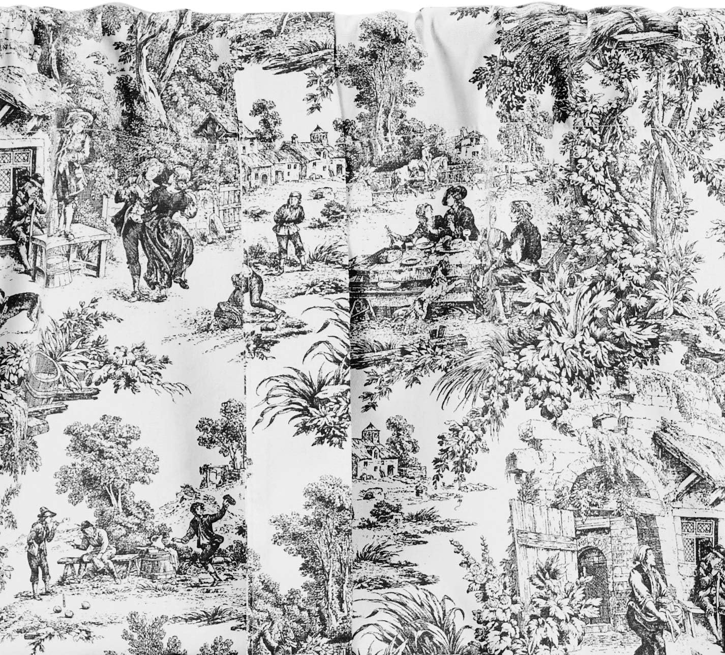 Victoria Park Toile Tie-Up Valence Curtain Black
