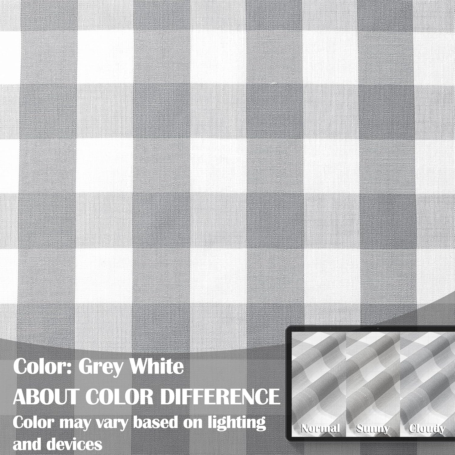 72 Inch Gray White Buffalo Plaid Curtains 2 Panels Rod Pocket