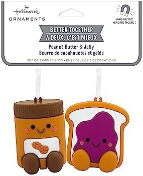 Hallmark Better Together Peanut Butter Jelly Magnetic Christmas Ornaments Set of 2