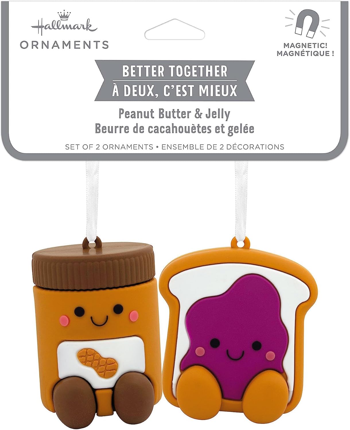 Hallmark Better Together Peanut Butter Jelly Magnetic Christmas Ornaments Set of 2