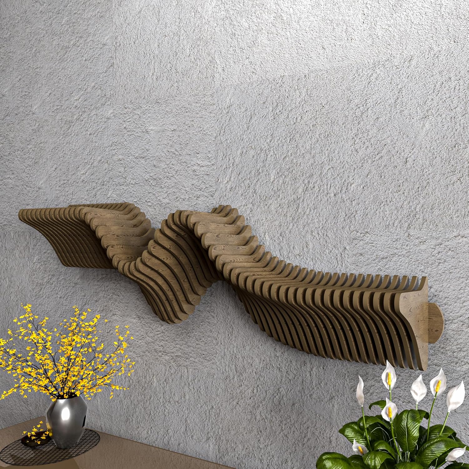 Batamex 40 Inch Wavy Floating Shelf TV Unit