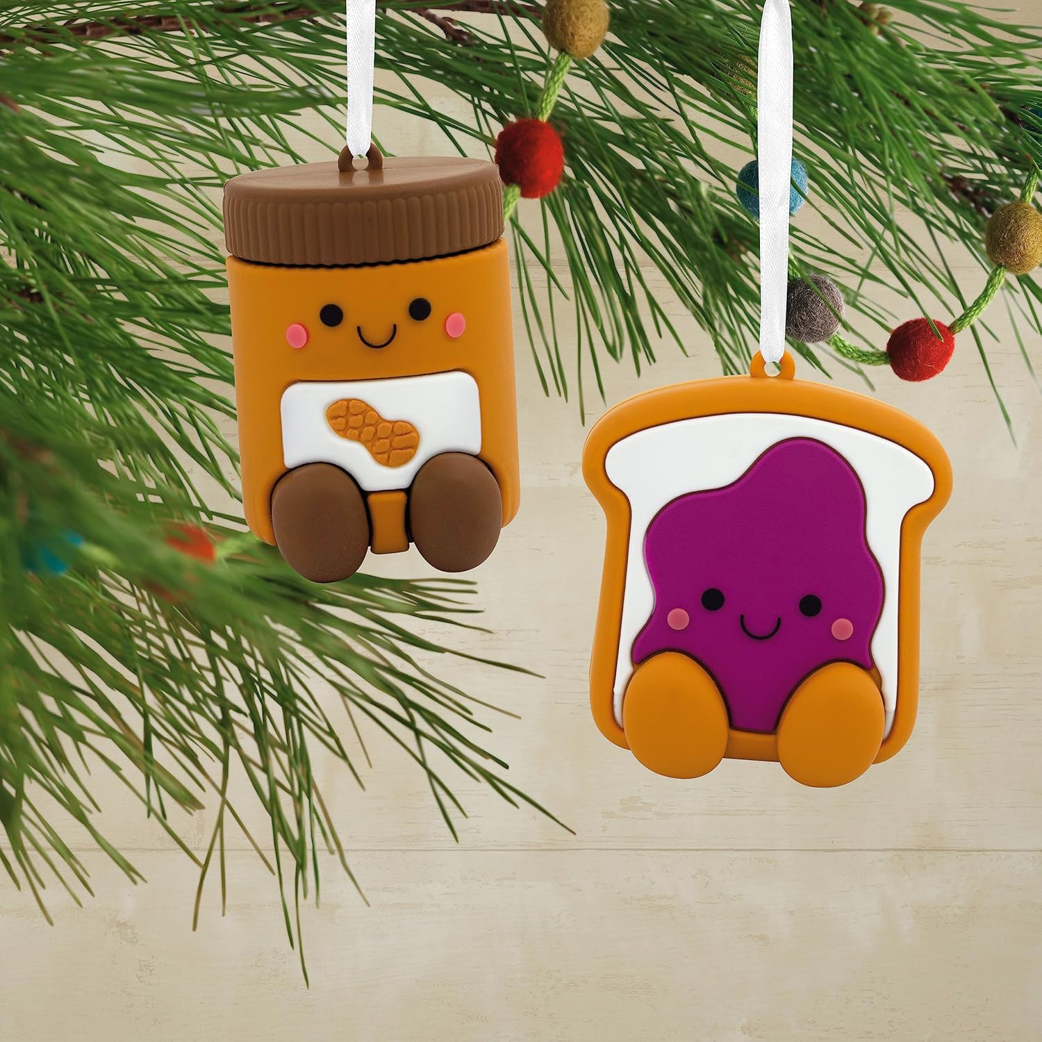 Hallmark Better Together Peanut Butter Jelly Magnetic Christmas Ornaments Set of 2